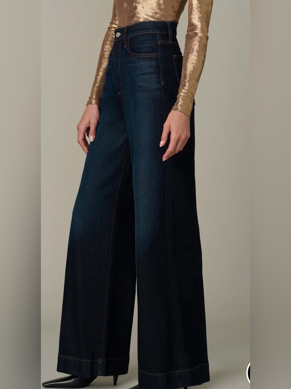 Joe's Jeans Dark Indigo Wide Leg High-Rise Jeans - Picture 3 of 15
